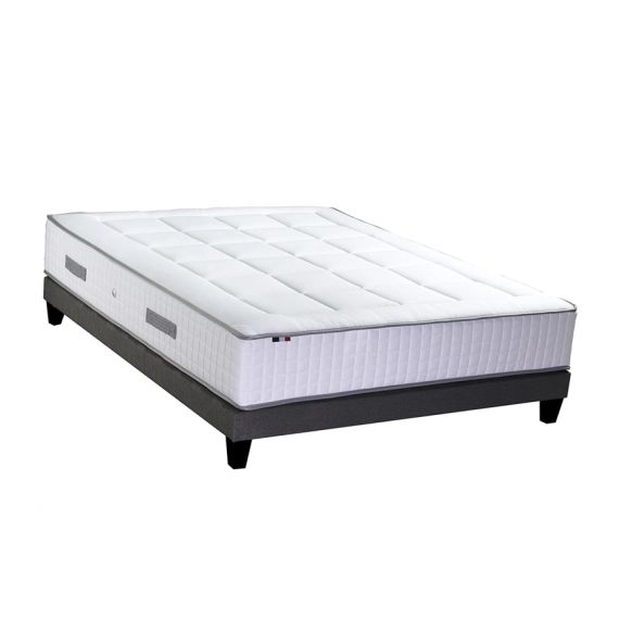 Ensemble matelas sommier ressort 7 zones sommier gris 140×190