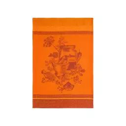 Torchon imprimé en jacquard de coton orange 50×75