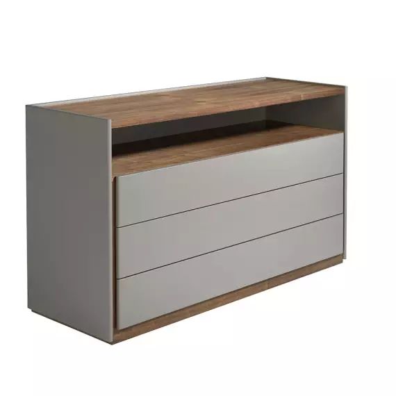 Commode en effet bois noyer et Gris