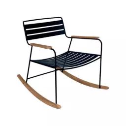 Rocking chair Surprising en Métal, Teck – Couleur Bleu – 69 x 89 x 76 cm – Designer Harald Guggenbichler
