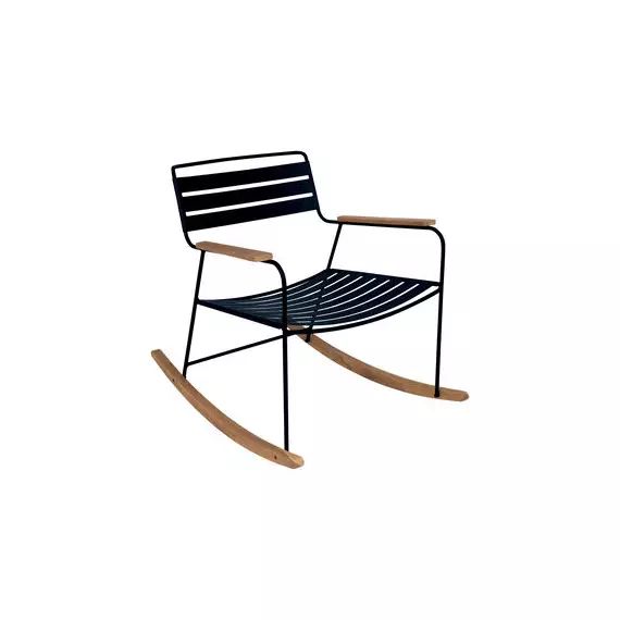 Rocking chair Surprising en Métal, Teck – Couleur Bleu – 69 x 89 x 76 cm – Designer Harald Guggenbichler