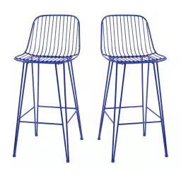 Ombra – Lot de 2 chaises de bar design en métal 67cm – Couleur – Bleu