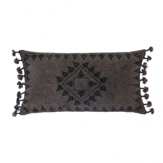 Coussin tissé jacquard chenille bleu encre 30×50