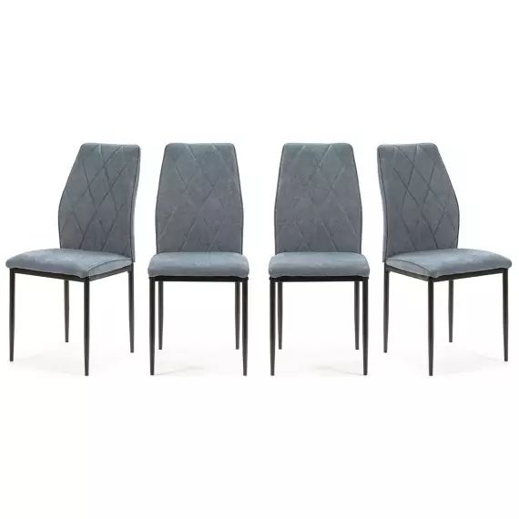 Lot de 4 chaises en tissu beu jean