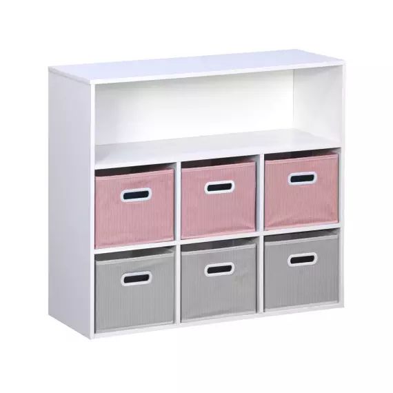 Meuble rangement enfant 3 paniers roses  l  sweeek