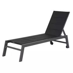 Bain de soleil en textilène noir et aluminium anthracite