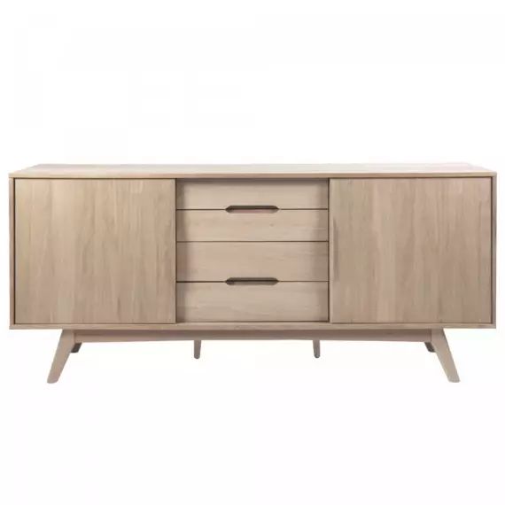 Buffet en bois 180cm 2 portes 4 tiroirs naturel