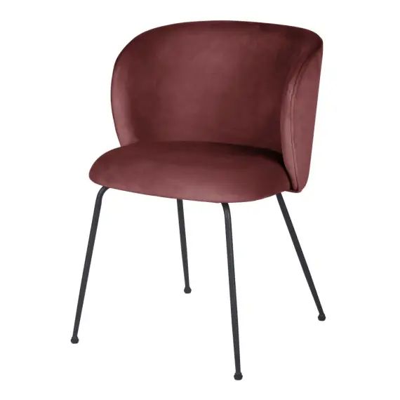 Chaise en velours terracotta et métal noir