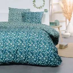 Parure de lit en Coton Bleu 240×220 cm