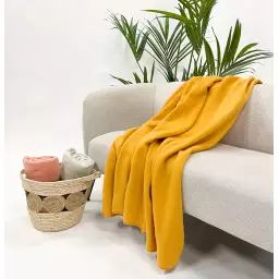 Plaid jaune doux 150×200 cm uni