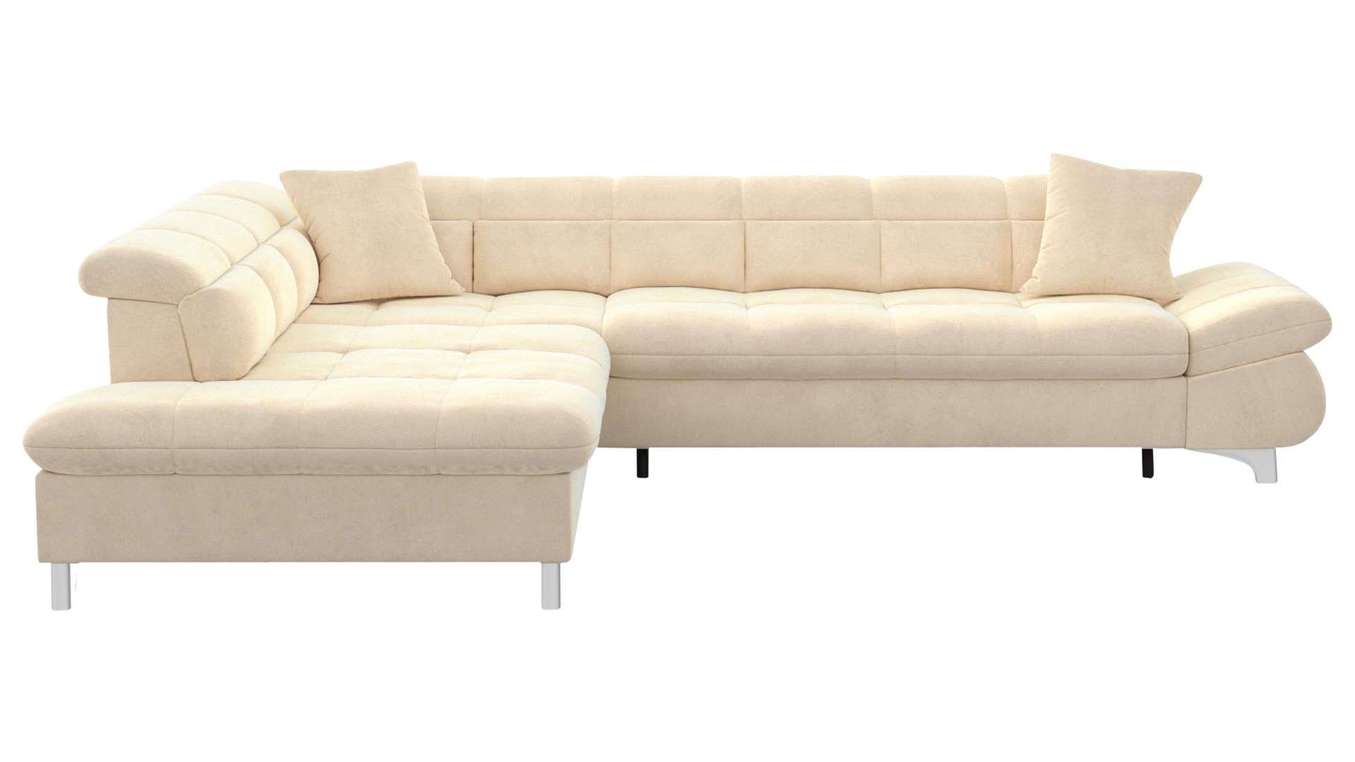 Canapé d’angle gauche convertible 4 places en tissu TWIN coloris beige
