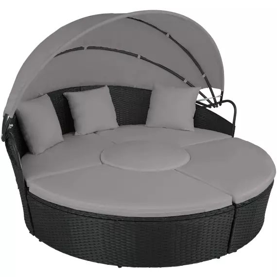 Bain de soleil rond modulable SANTORIN noir/gris