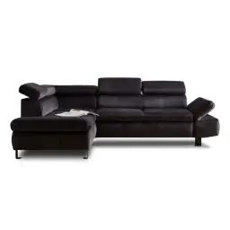 Canapé d’angle gauche convertible 5 places Velours Gris