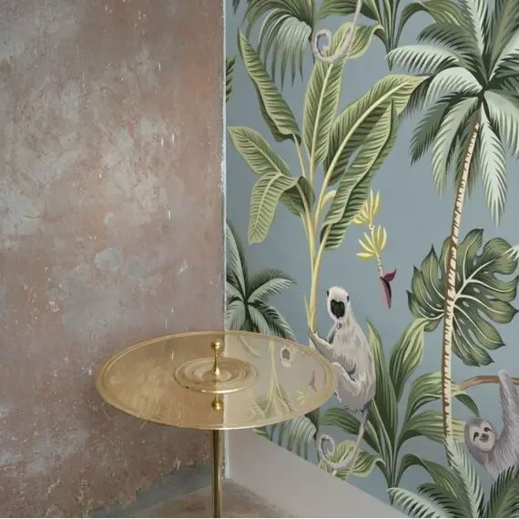 Papier Peint Jungle Tropicale Gris 250×200 cm