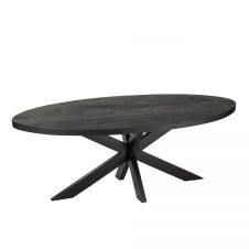 Table à manger ovale en bois massif 210x110cm noir