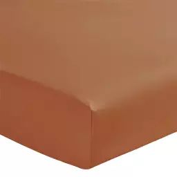 Drap Housse en percale de coton orange 90×220