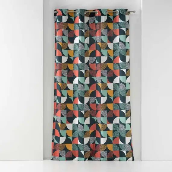Rideau à tendance géométrique coton orange 240 x 140