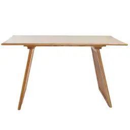 Bureau console bois et cannage