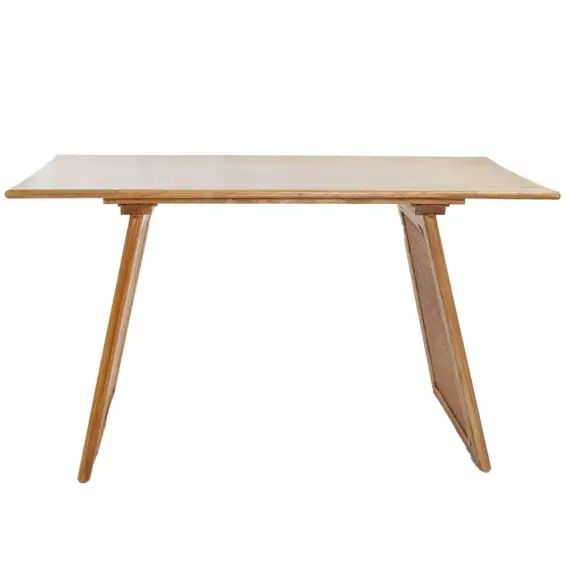Bureau console bois et cannage
