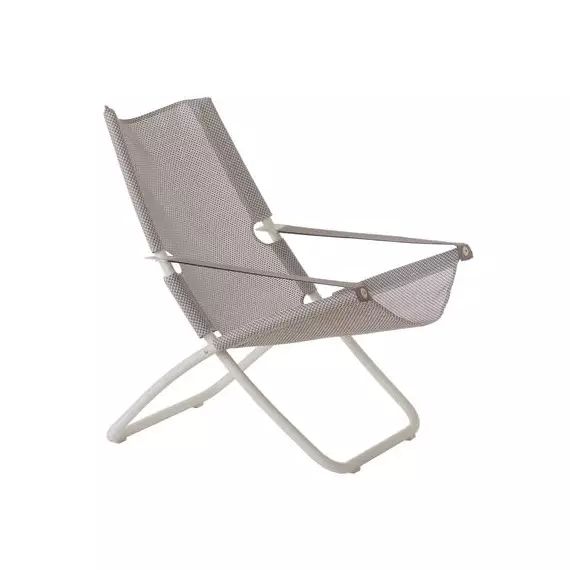 Chaise longue pliable inclinable Snooze en Tissu – Couleur Blanc – 75 x 136 x 105 cm – Designer Marco Marin