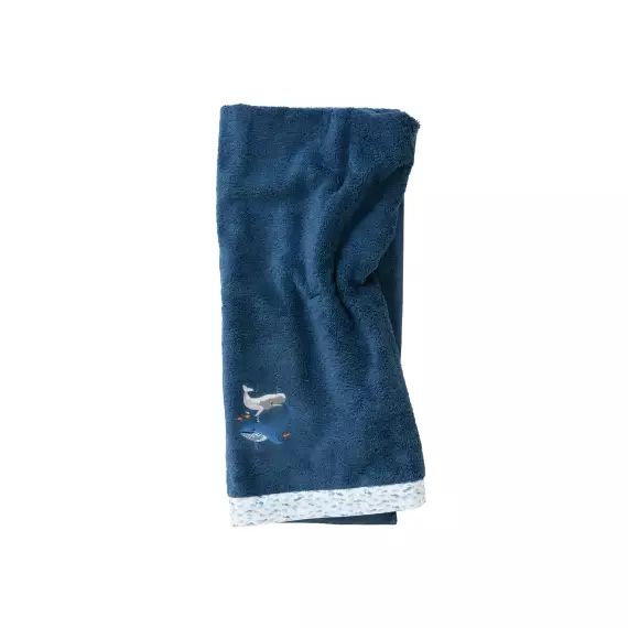 Drap de bain Marine bouclette brodé bleu 70 x 120 cm