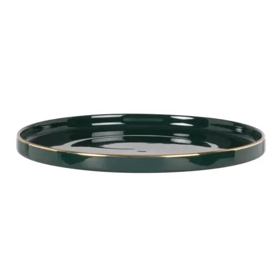 Assiette à dessert en porcelaine verte et dorée
