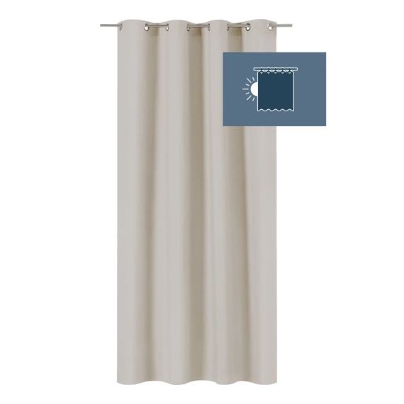 Rideau occultant aspect velours, Annalise beige l.140 x H.280 cm