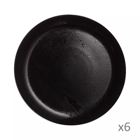 6 assiettes plates Diana Noire 25cm