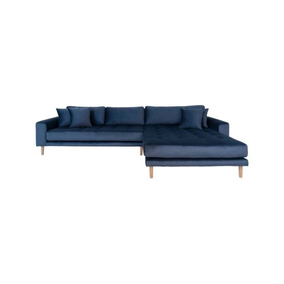 Canapé d’angle droit en velours bleu