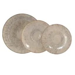 Service d&rsquo;assiettes   18 pièces en grès  beige