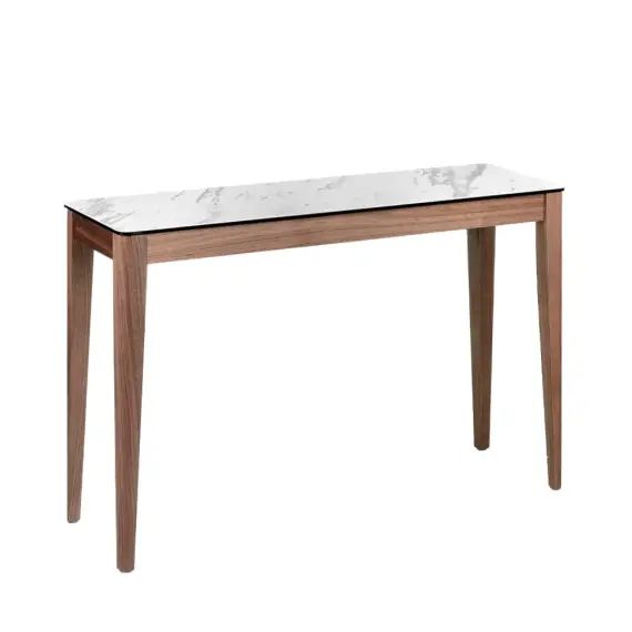 Console placage noyer et marbre porcélanique L120