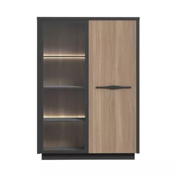 Vitrine MARAUSA imitation chêne/noir