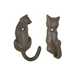 Patère queue de chat en fonte (lot de 2) chats différents