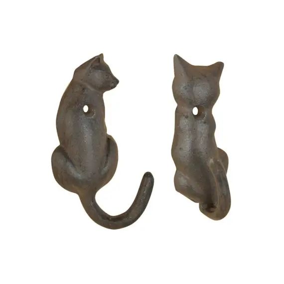 Patère queue de chat en fonte (lot de 2) chats différents