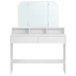 Coiffeuse effet bois placage mélaminé blanc