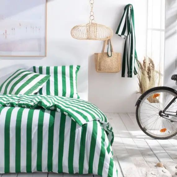 Parure de lit en Coton Vert 220×240 cm