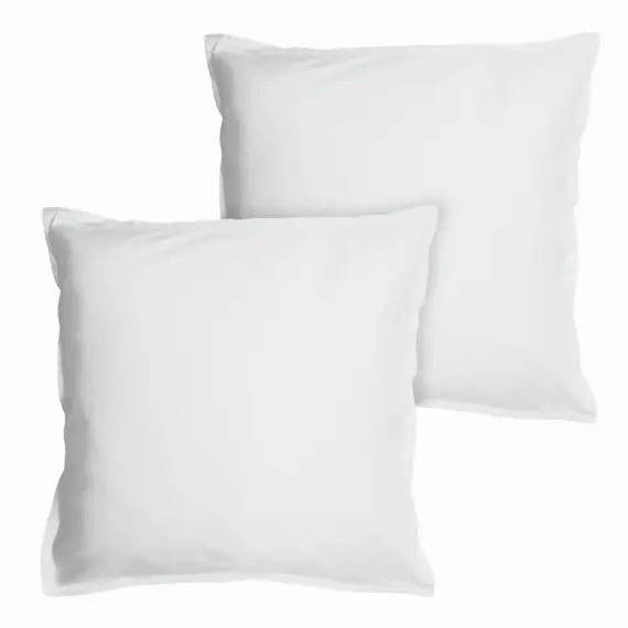 Set de 2 taies d’oreiller unies finition volant Blanc 65x65cm