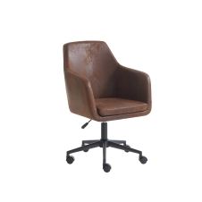 Chaise de bureau vintage  pivotante et ajustable en simili marron
