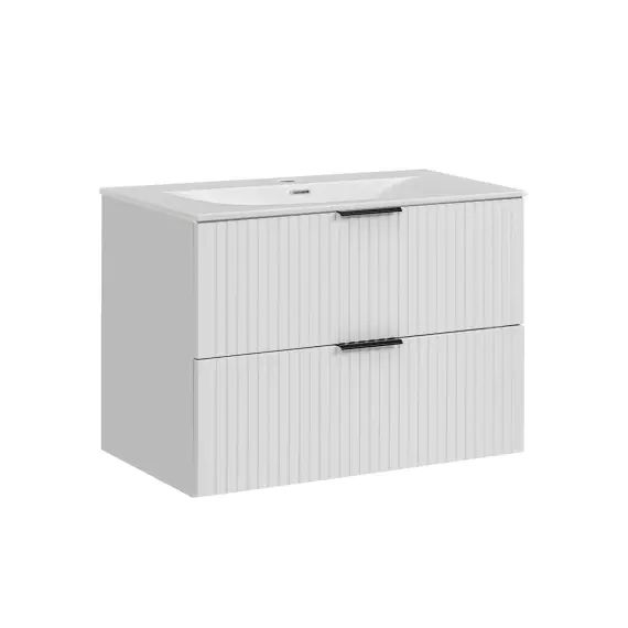 Meuble simple vasque encastrée 80cm blanc