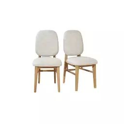 LUCETTE  – Lot de 2 chaises contemporaines en chêne et lin premium