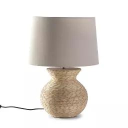 Lampe à poser en rotin naturel, diamètre 40,5 cm