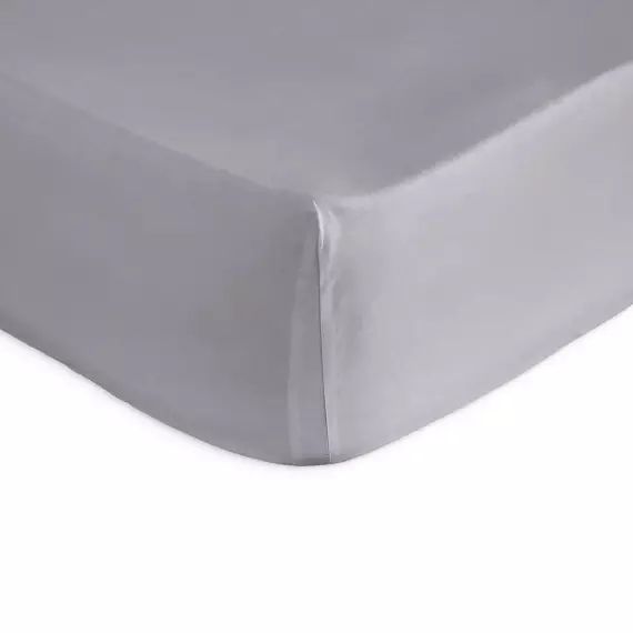 Drap housse en percale de coton PURE 100×200+28 cm gris