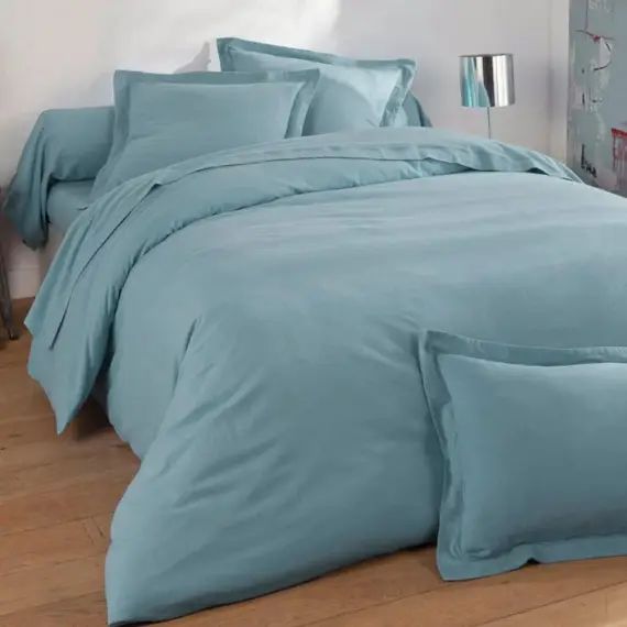 Housse de couette 240×220 bleu glacier en coton