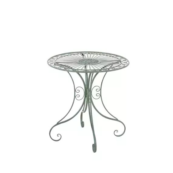 Table de jardin avec plateau rond en métal Vert antique