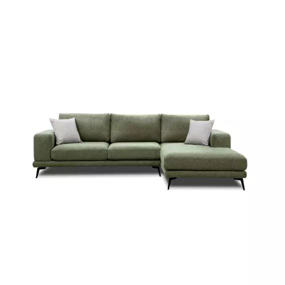 Canapé d’angle droit 4 places tissu vert