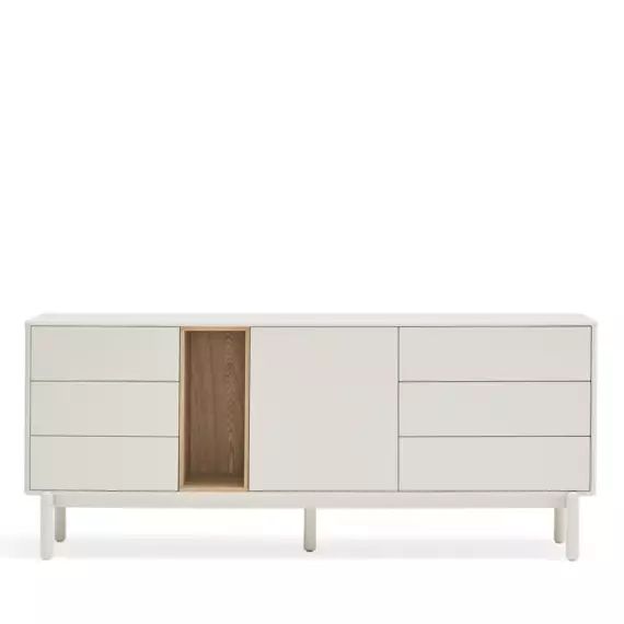 Corvo – Buffet 1 porte 6 tiroirs en bois L180cm – Couleur – Blanc