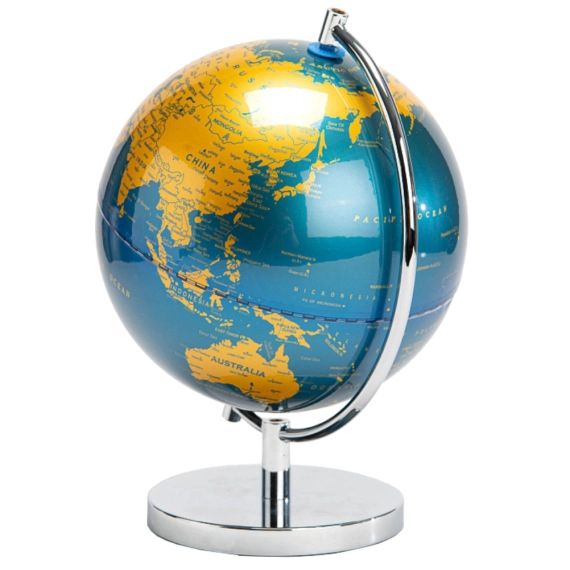 Décoration globe terrestre bleu H28cm