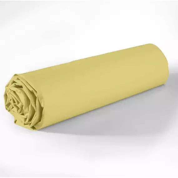 Drap Housse coton jaune 180×200 cm