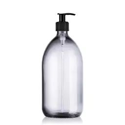 Distributeur de savon noir 1L verre blanc