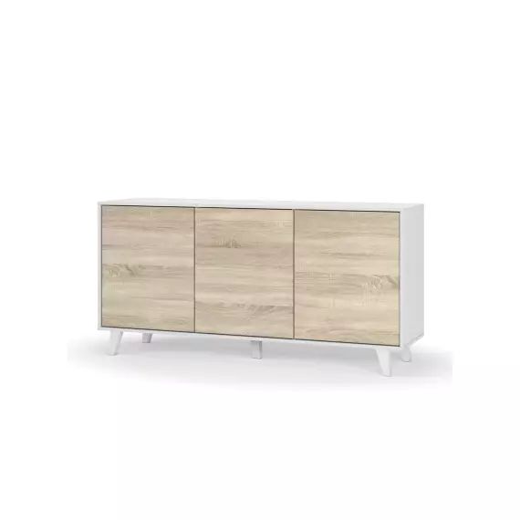 Buffet 3 portes effet bois blanc